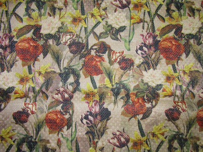Brocade JACQUARD 44&quot; multi color floral with a self diamond design in the background