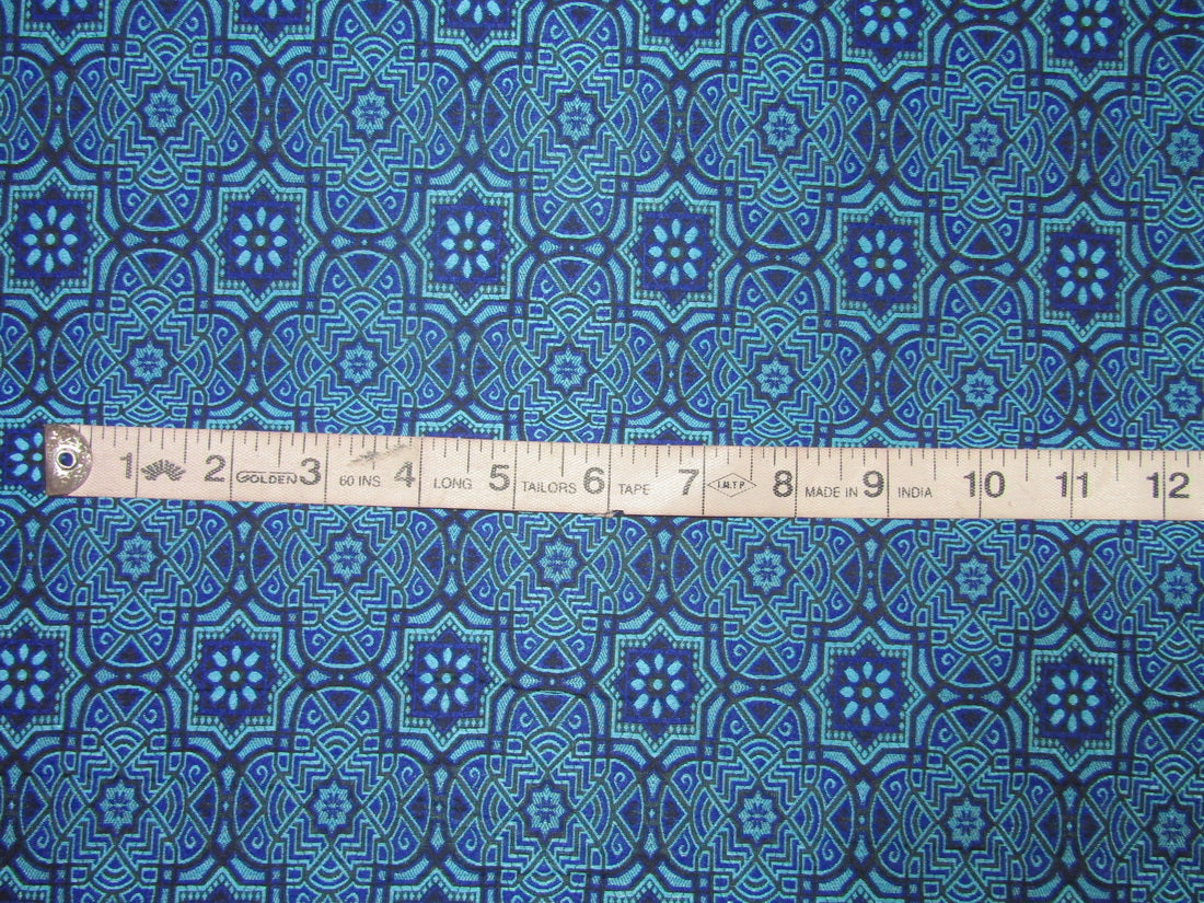 VESTMENT Brocade JACQUARD fabric 44&quot; wide BLUE X BLACK color