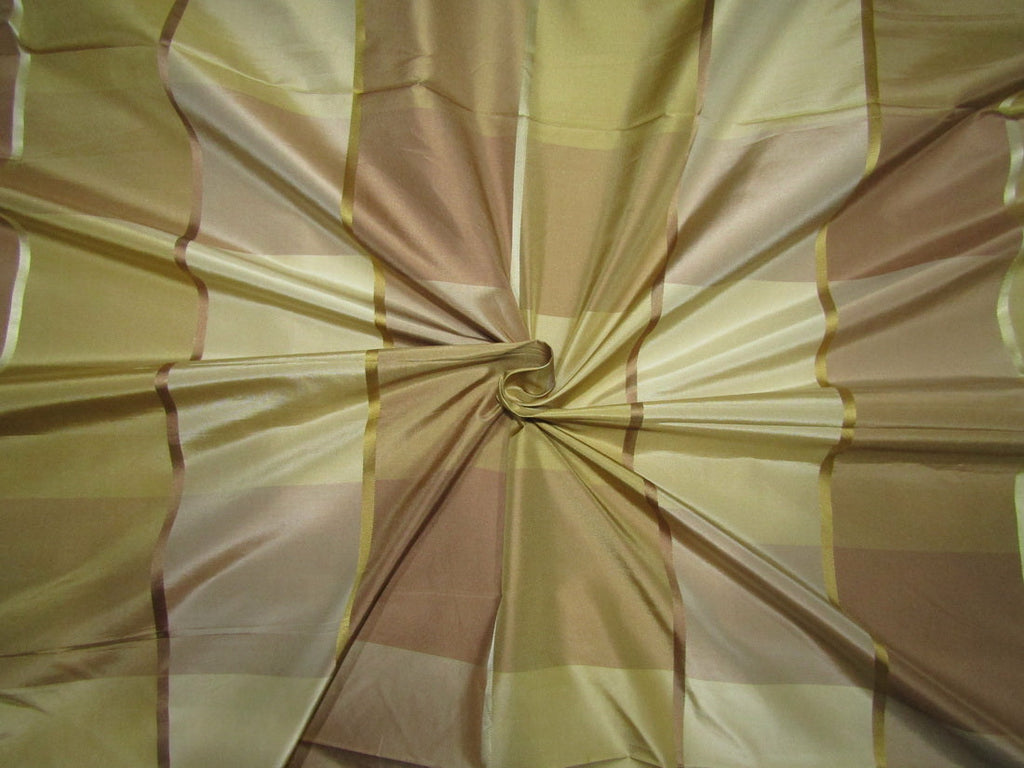 silk taffeta 4 x 4&quot; plaids w/satin stripes shades of gold 54&quot; wide TAF#CS6[2]