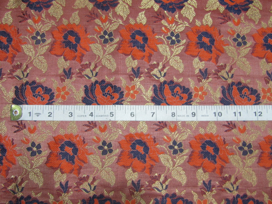 Silk Brocade fabric Dusty Rose orange metallic gold color 44" wide BRO777[1]