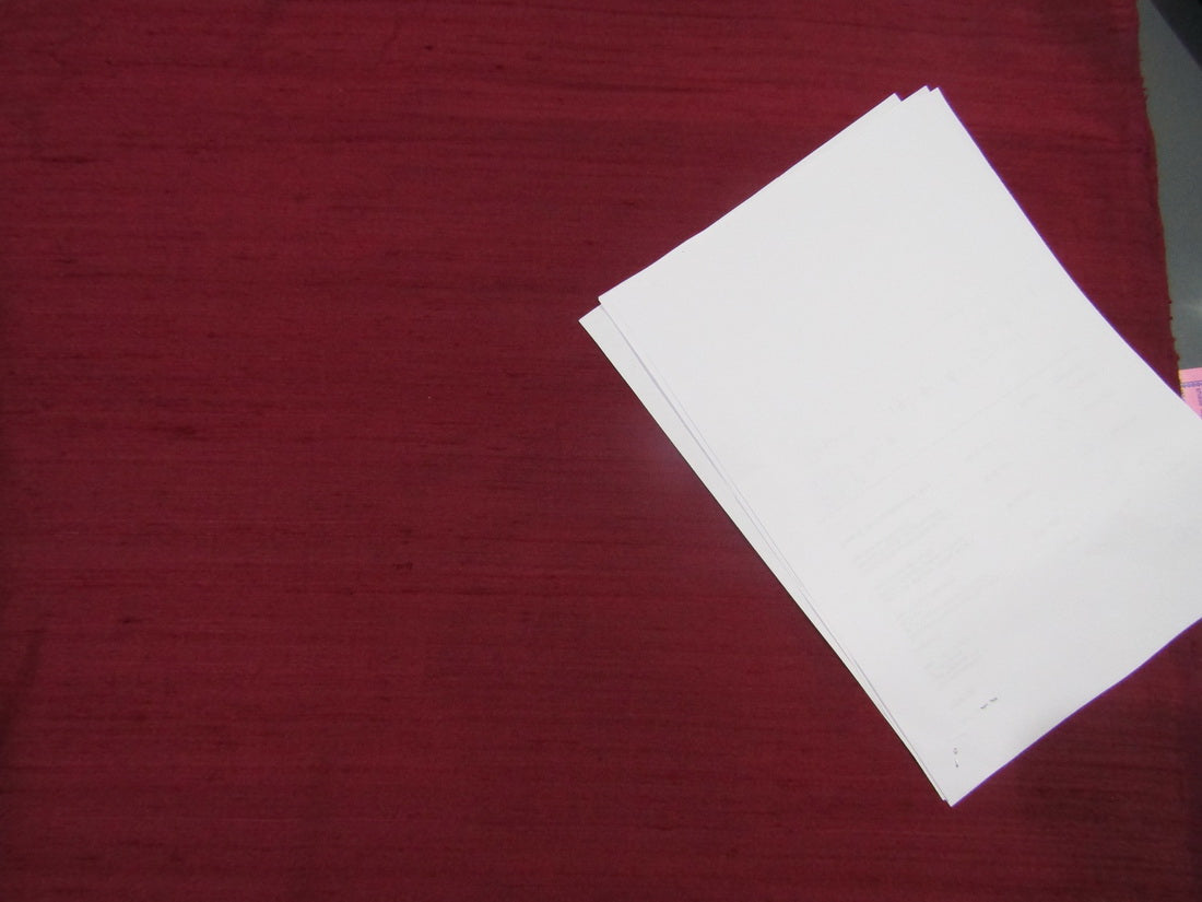 100% Pure SILK Dupion FABRIC burgundy color 54&quot; with slabs MM75[6]