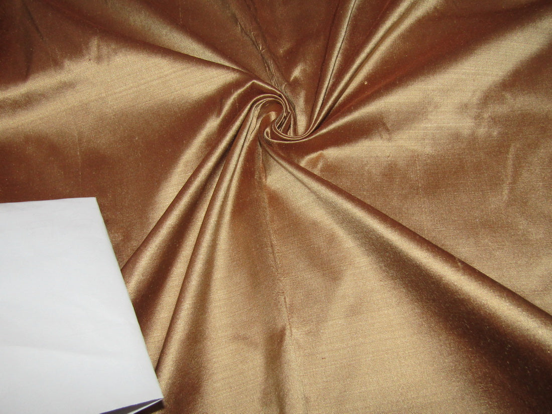 100% Pure silk Dupion fabric Gold x Brown color 54" wide DUP326