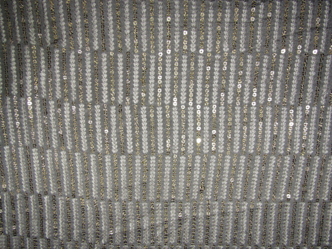 Georgette Embroidered with sequence dyeable 44&quot;Wide by the yard