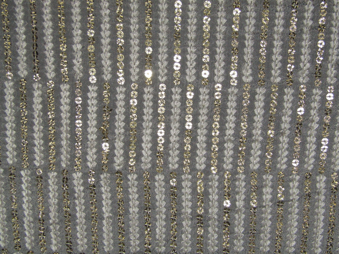 Georgette Embroidered with sequence dyeable 44&quot;Wide by the yard