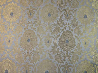 Brocade Fabric SILVER GREY X METALIC GOLD color 44&quot;