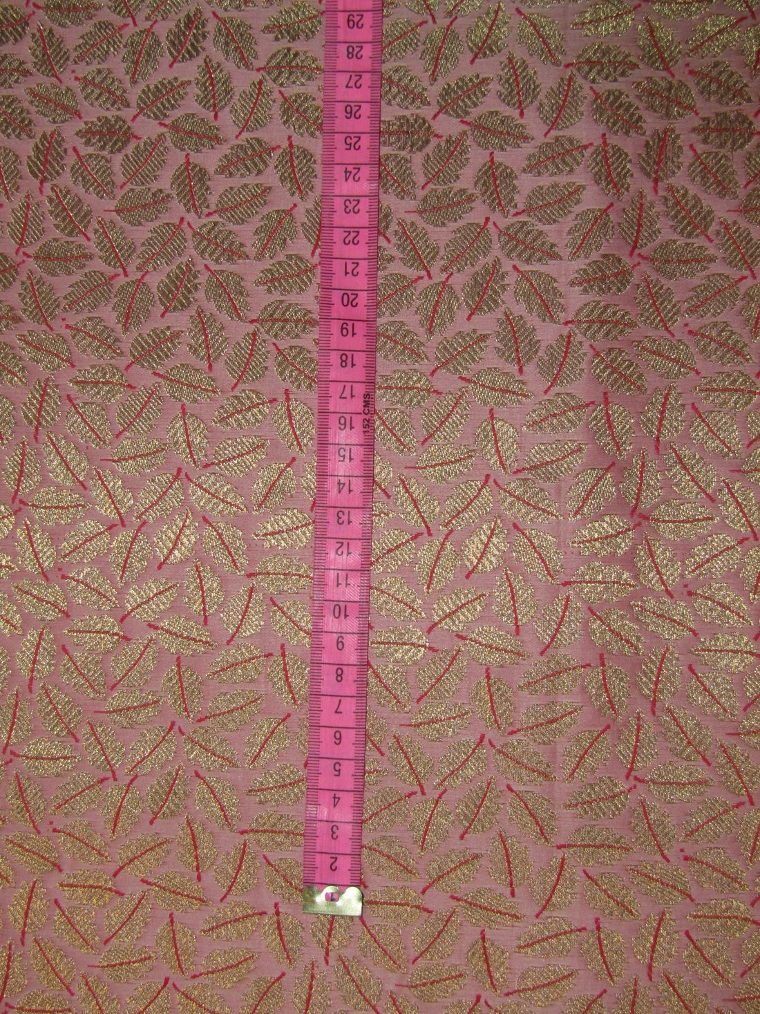 Silk Brocade Fabric PINK X METALLIC GOLD color 44&quot;