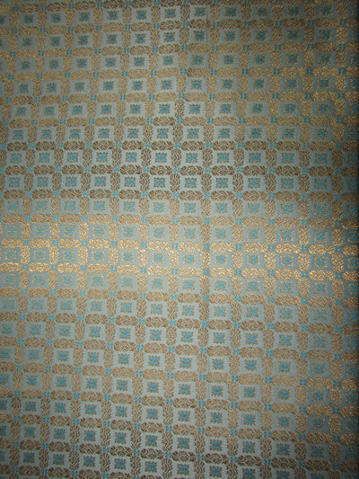 Silk Brocade Fabric BLUE X METALLIC GOLD color 44&quot;