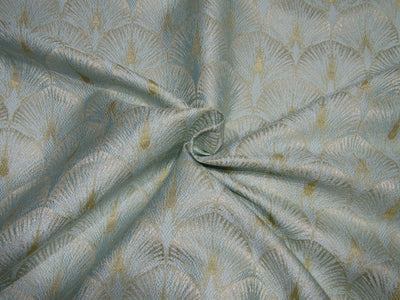 Brocade fabric baby blue /cream x gold 56&quot; wide BRO697[4]