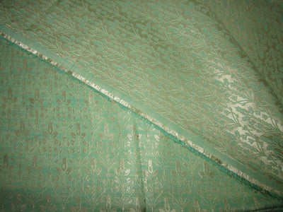 Brocade Fabric pastel green X METALIC GOLD color 56&quot;REVERSABLE [both side of the fabric can be used]