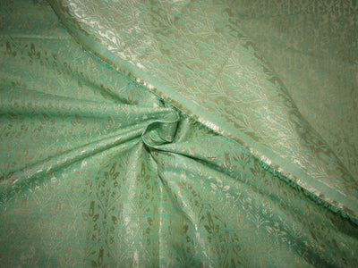Brocade Fabric pastel green X METALIC GOLD color 56&quot;REVERSABLE [both side of the fabric can be used]
