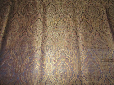 Brocade fabric navy x metallic GOLD with multi color design paisleys 44&quot; wide