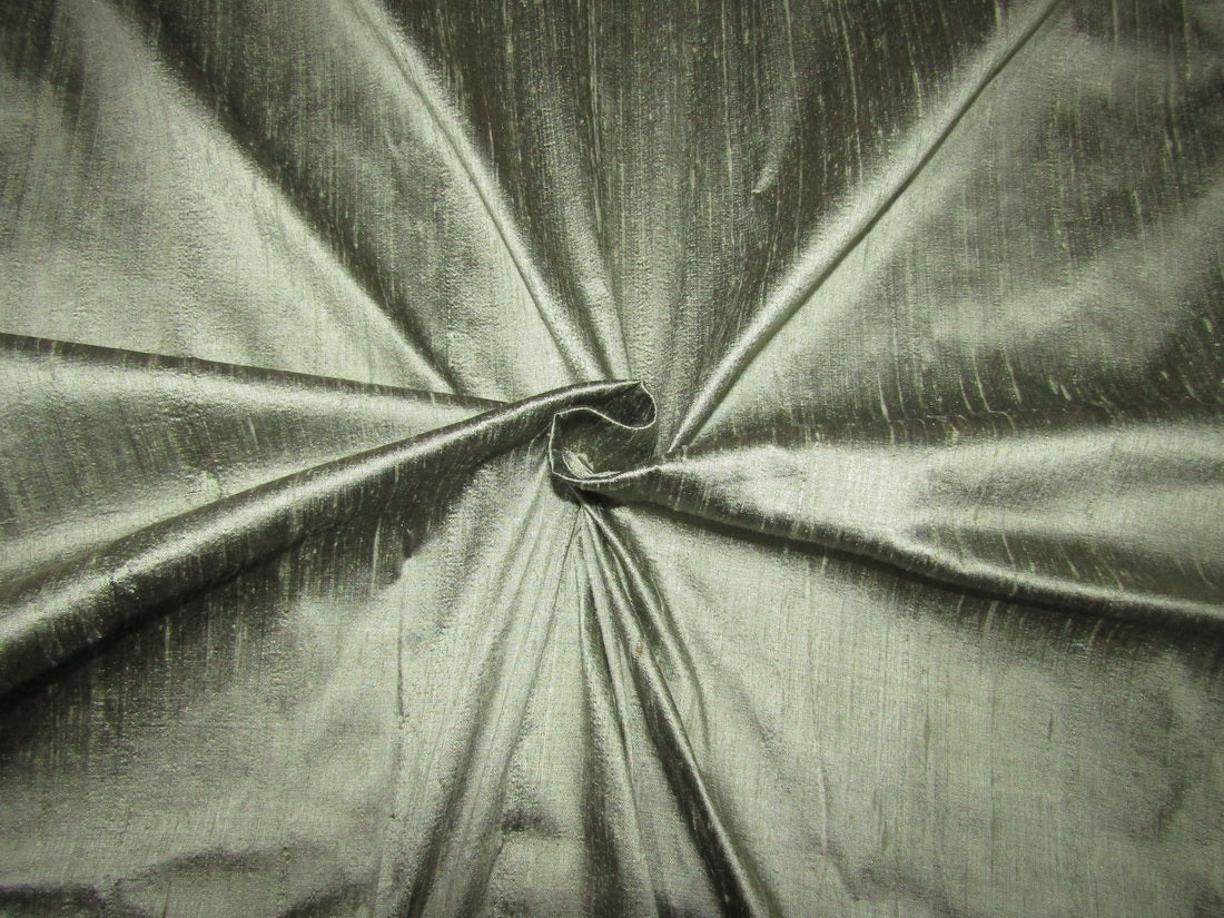 100% pure silk dupioni fabric GREEN X BLACK colour 54" wide with slubs MM92[1]