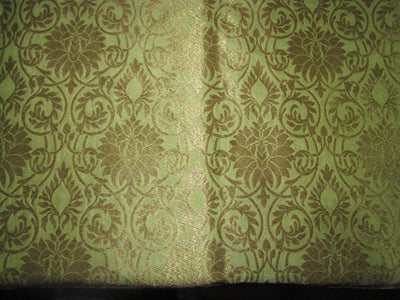 Silk Brocade Fabric floral green x metallic gold 44" WIDE BRO704[1]