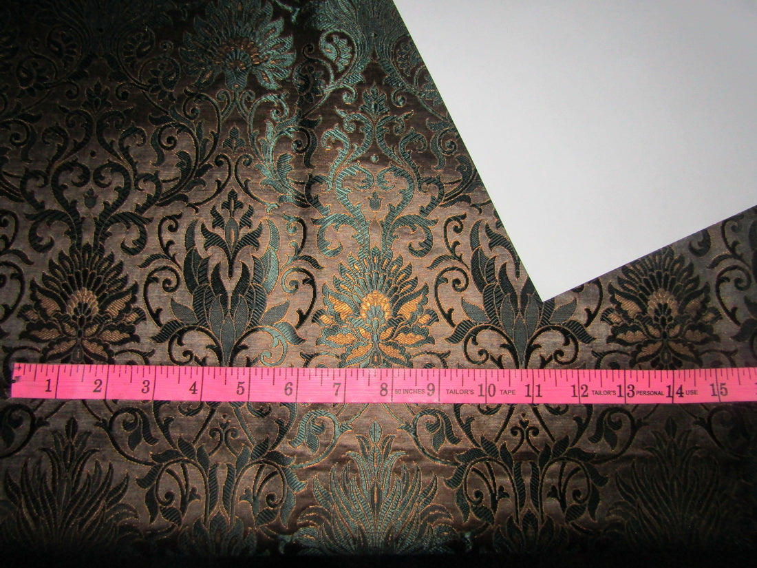 Silk Brocade Fabric brown green metallic gold 44" WIDE BRO704[2]