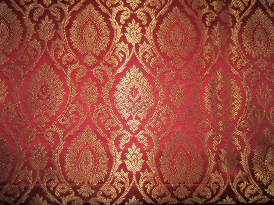 Silk Brocade Fabric red x metallic gold color 44" wide BRO705[2]