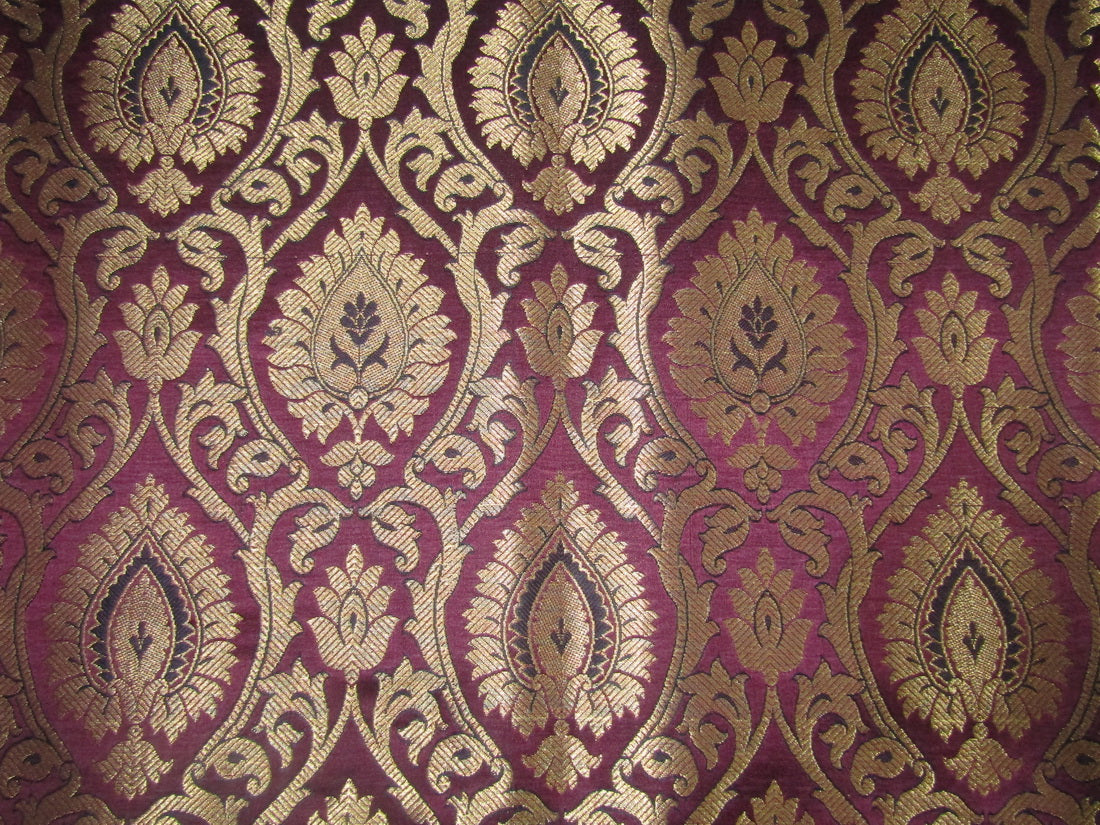 Silk Brocade Fabric wine x metallic gold 44" wide BRO705[1]