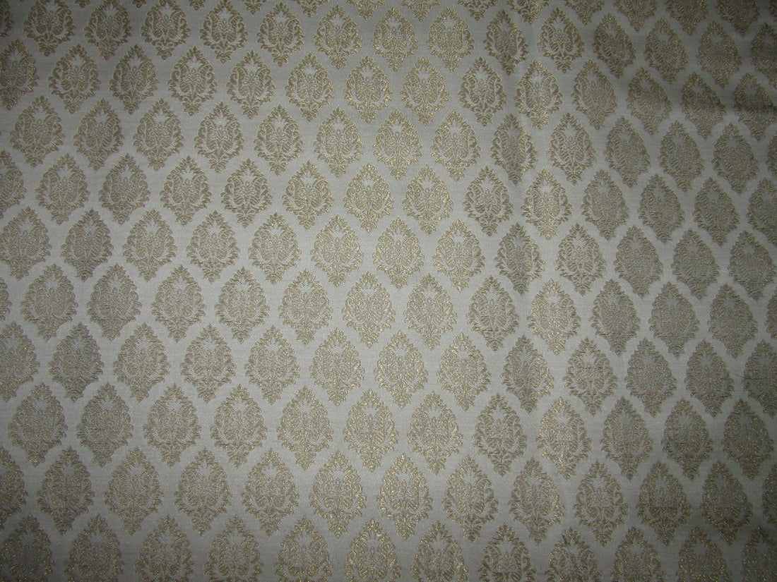 Silk Brocade Fabric ivory x metallic gold motif 44" wide BRO706[3]