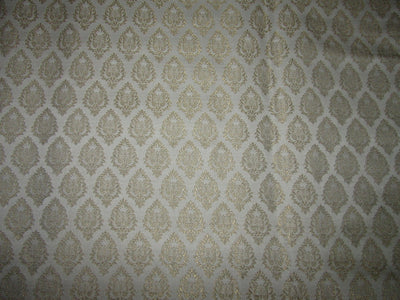 Silk Brocade Fabric ivory x metallic gold motif 44" wide BRO706[3]