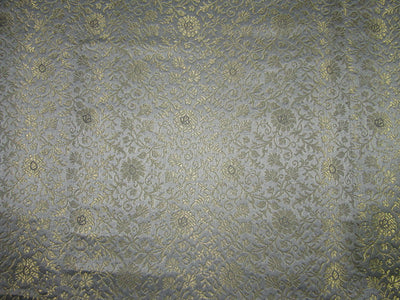 Silk Brocade Fabric classy grey x metallic gold 44" wide BRO704[5]