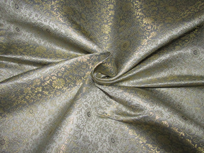 Silk Brocade Fabric classy grey x metallic gold 44" wide BRO704[5]