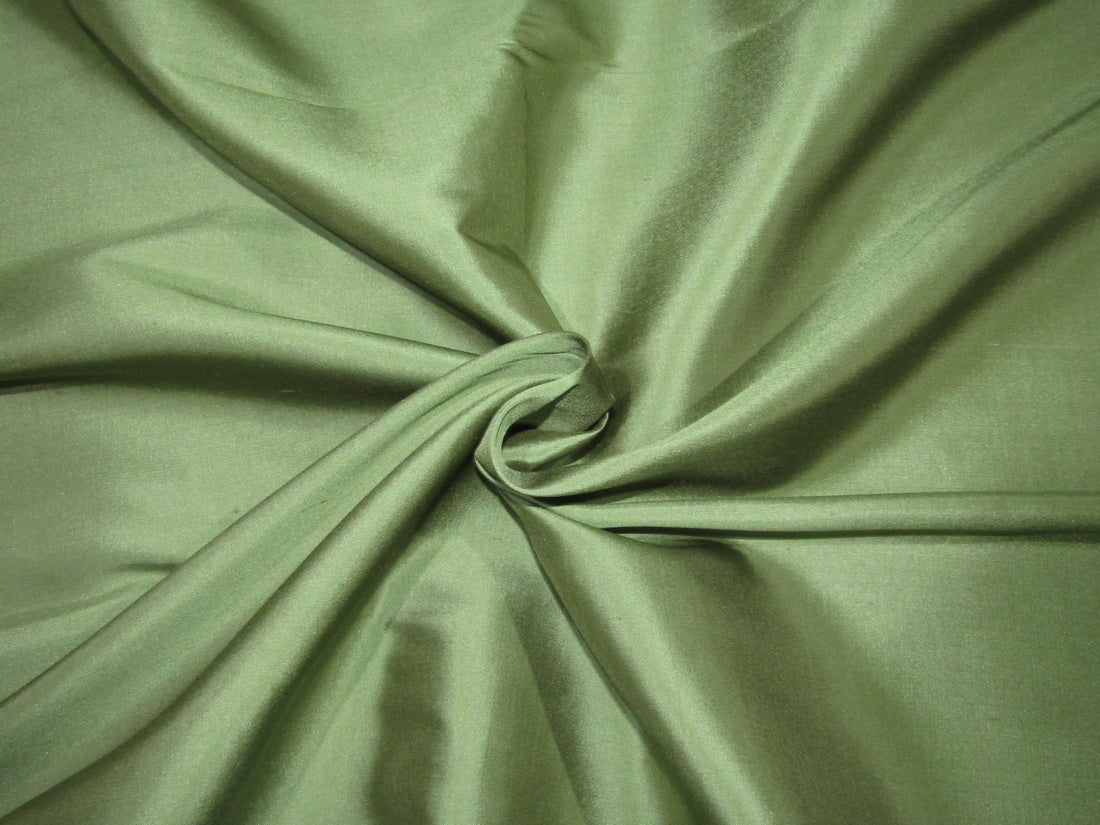 100% PURE SILK DUPIONI fabric dark olive green color 54" wide DUP281