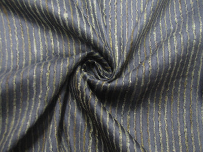 Art Tussar Silk x Gicha Navy Blue with Gold Stripes 44&quot; Wide