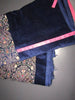 100% cotton Velvet Heavily Embroidered Fabric 54" wide dark navy with pastel floral paisleys [9984]
