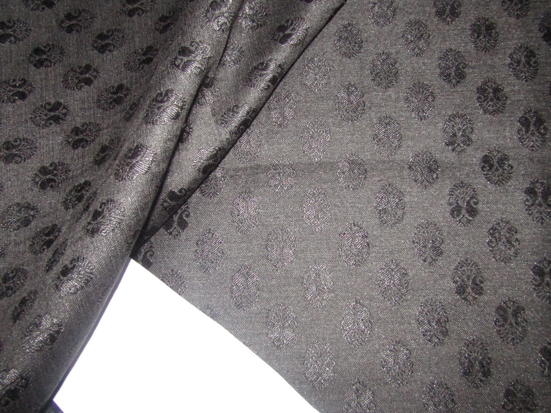 Silk Brocade fabric jet black color 44"width BRO783C[2]