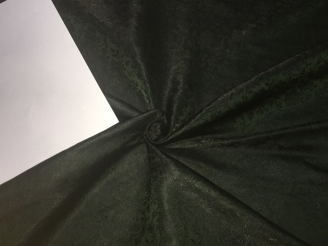 Silk brocade fabric forest green x black color 44" wide BRO708[1]