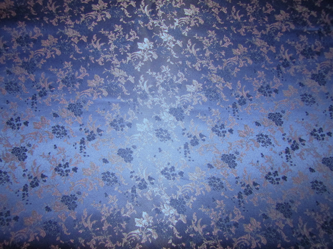 Silk Brocade fabric dark blue x metallic gold color 56" width BRO783B[1]