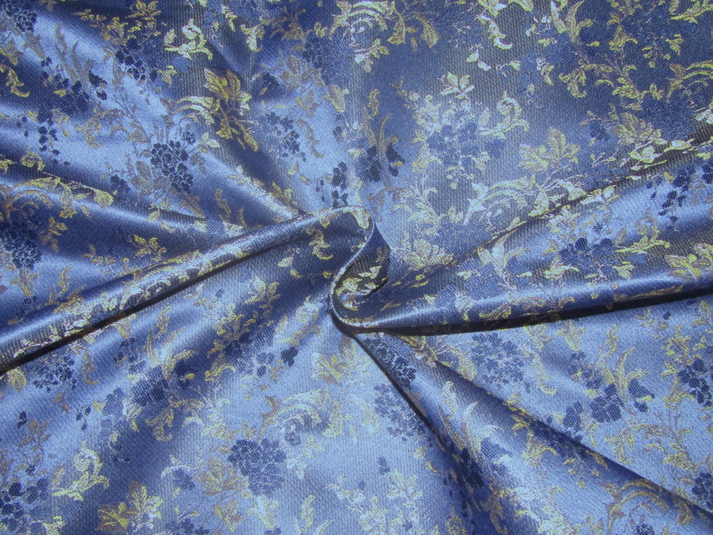Silk Brocade fabric dark ink blue x metallic gold color  56"width BRO783B[2]