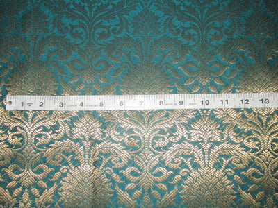 Silk Brocade fabric green x metallic gold color 44" wide BRO784[4]