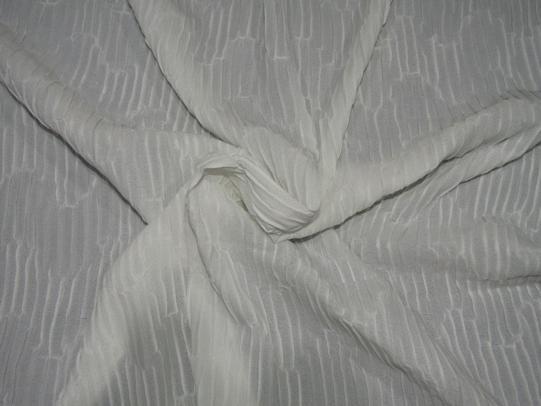 POLYESTER CRUSHED GEORGETTE FABRIC WHITE COLOUR 58&quot; wide
