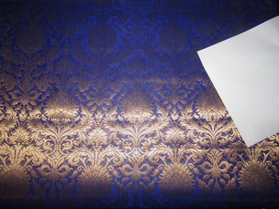 Silk Brocade fabric royal blue x metallic gold color 44" wide BRO784[2]