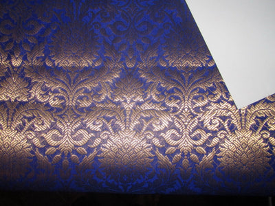 Silk Brocade fabric royal blue x metallic gold color 44" wide BRO784[2]