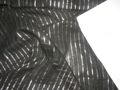Black cotton fabric with silver lurex weave 44&quot; wide by the yard
