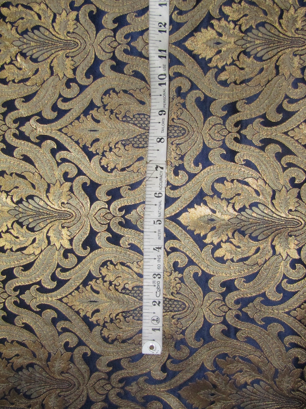 silk Brocade fabric Navy Blue x metallic gold Color 44" wide BRO708[4]