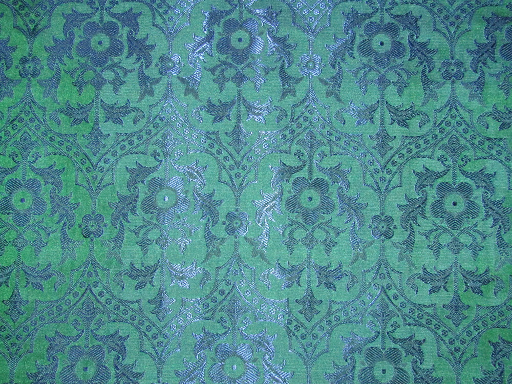 silk Brocade fabric green x blue Color 44" wide BRO708[3]