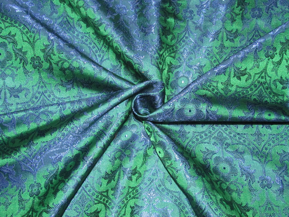 silk Brocade fabric green x blue Color 44" wide BRO708[3]
