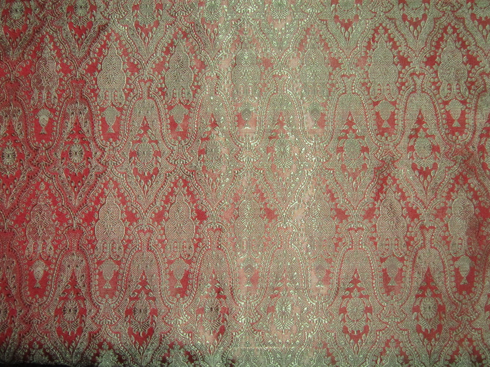 silk Brocade fabric wine x green Color 44" wide BRO708[3]