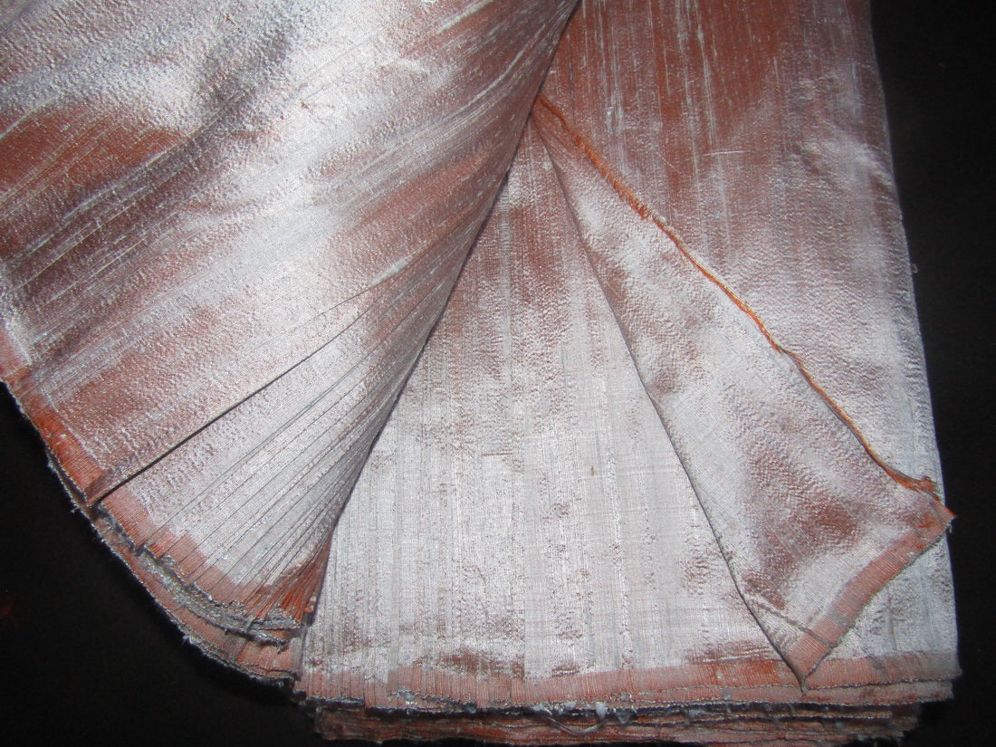 100% pure silk dupioni fabric blue x rusty orange 54" wide with slubs by the yard