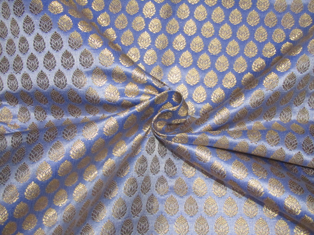Silk Brocade Slate Blue x metallic gold 44&quot; BRO710[4]