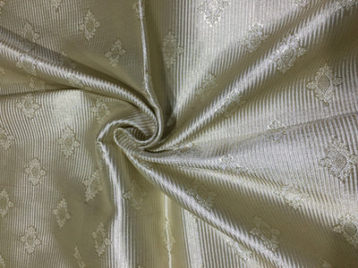Brocade fabric Cream x metallic gold color ~ 44&quot ~2.75 meters single length
