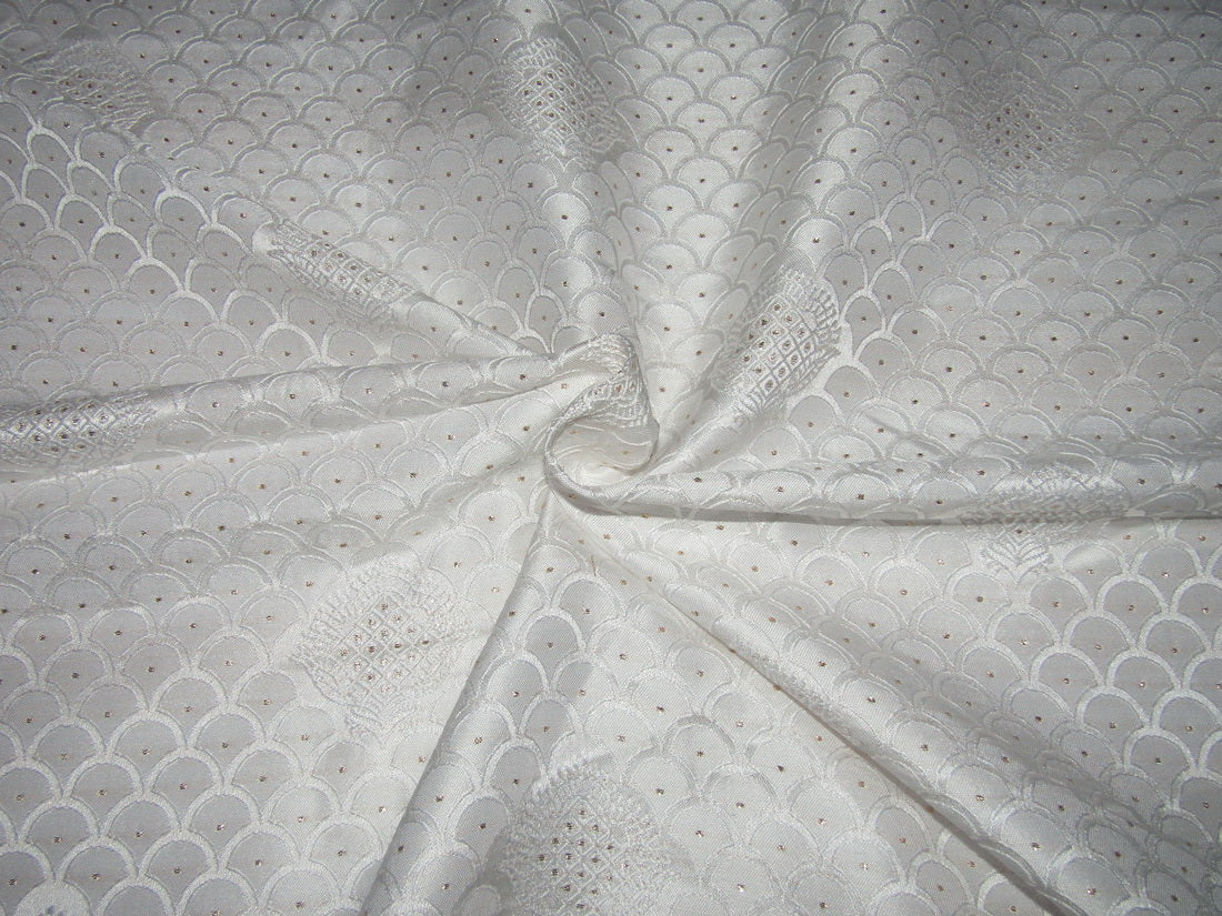 Silk Brocade fabric white x metallic gold Color 58" wide BRO785[1]