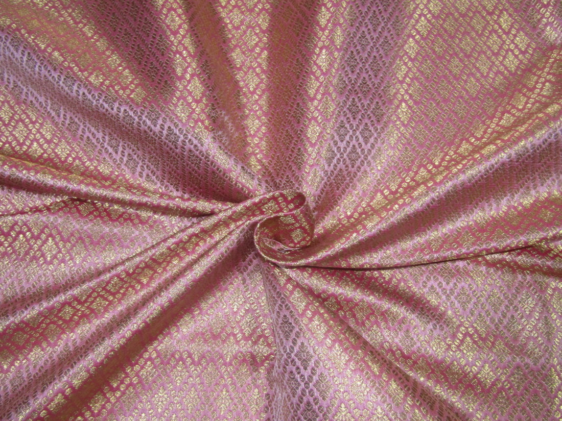 Silk Brocade fabric pink x metallic gold Color 44" WIDE BRO711[4]