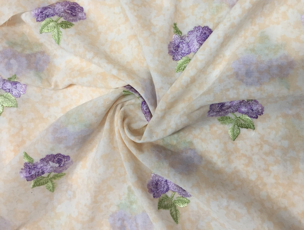 Cotton Voile Fabric with Floral Embroidered motifs ~ 44&quot; wide by the yard