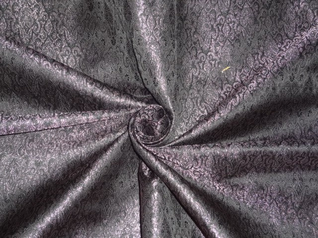 Pure Silk Brocade Black &amp; Pinkish Purple Metallic Colour BRO298[2] available for bulk preorder