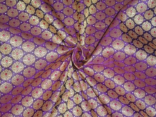 BROCADE FABRIC Purple,Light Gold &amp; Metallics 54" wide BRO313[2]
