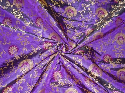 Silk x viscose & metallic fabric brocade/jacquard Purple & Metallic Gold 54" wide BRO310[2]