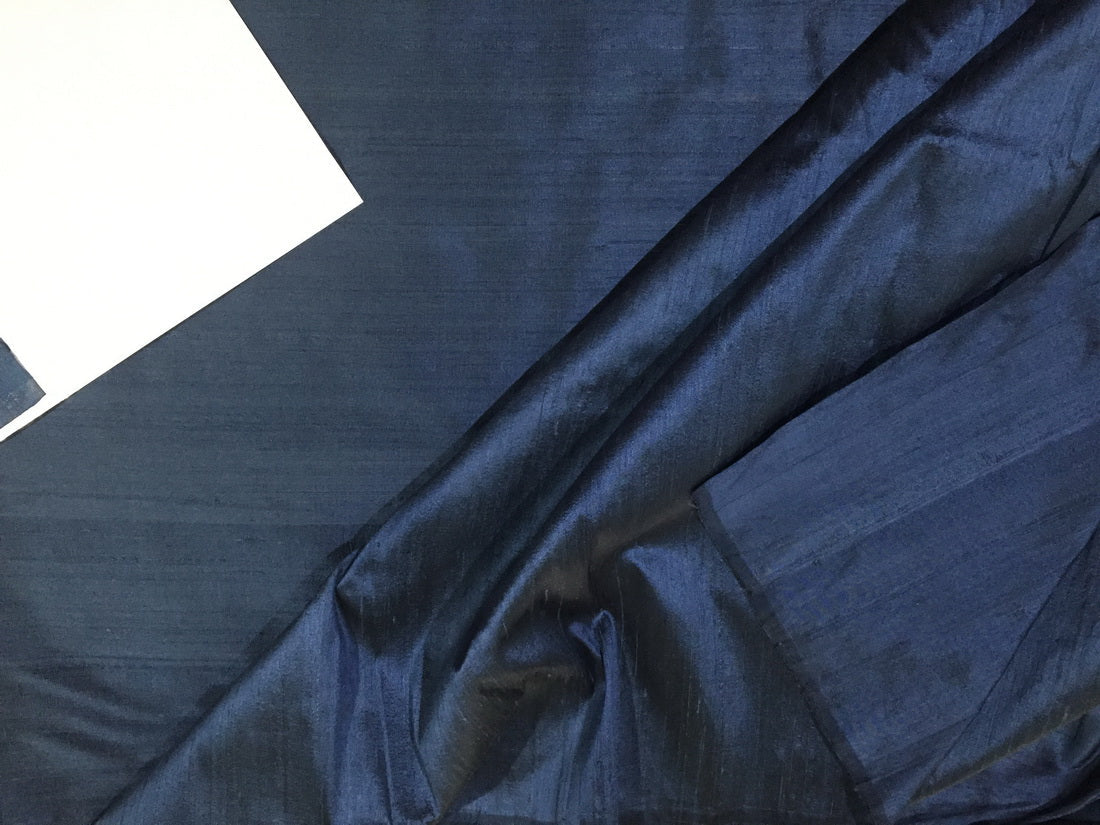 100% Pure SILK Dupion FABRIC MIDNIGHT BLUE color 54&quot; wide with slabs